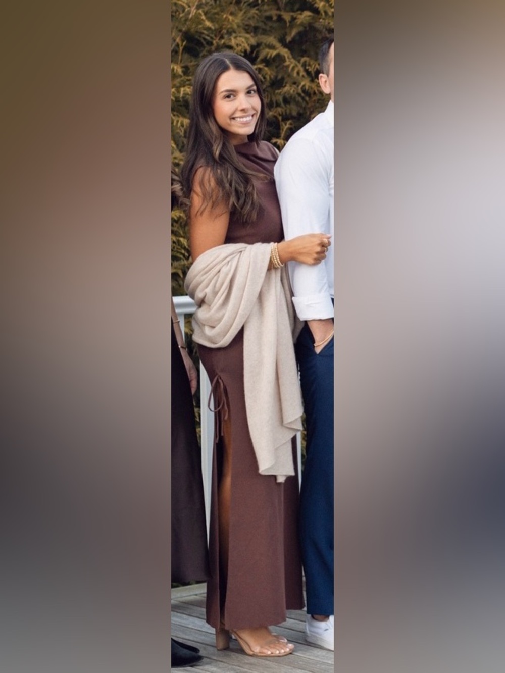 Lioness One-Shoulder Ruched Side-Slit Maxi Dress in Brown - Picture 2 of 2